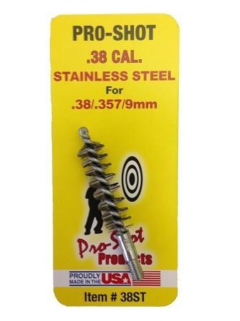 Pro-Shot Stainless Steel Pistol Bore Brush (8/32 Thread) .38/.357 cal - 38ST