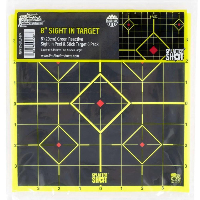 Pro-Shot SplatterShot 8" Green Sight-In Target Peel and Stick 6/rd - 8SI-GREEN-6PK
