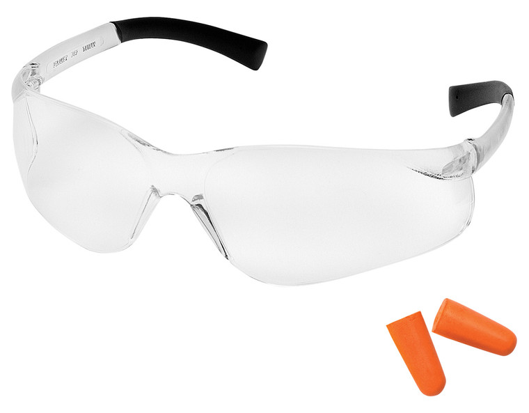 Pyramex Clear Mini Ztek Safety Glasses Clear with DP1000 32dB Earplugs - PYS2510SNDP