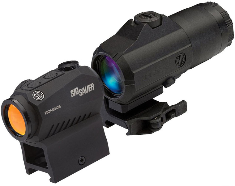 Sig Sauer ROMEO5 Red Dot Sight M1913 & Juliet3 3x Magnifier Combo - 1x20mm 2 MOA Red Dot Black Matte - SORJ53101