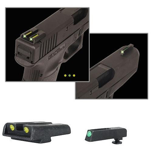 Truglo TFO Tritium/Fiber-Optic Day/Night Sights Fits Glock 20 21 25 28 29 30 31 32 37 40 and 41- Front Green/Rear Yellow - TG131GT2Y