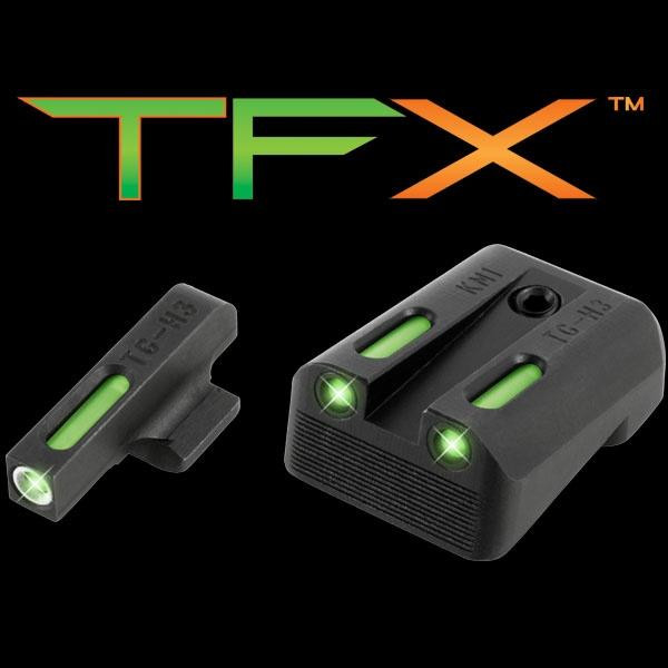 Truglo TFX Tritium/Fiber-Optic Day/Night Sights Fits Kimber 1911 Models with Fixed Rear Sight - White Outline Front/Green Rear - TG13KM1A
