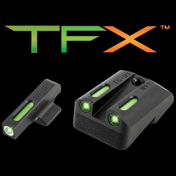 Truglo TFX Tritium/Fiber-Optic Day/Night Sights Fits Novak LoMount cut .270 Front / .450 Rear (1911 5" Government 9mm / .40 S&W) - White Outline Front - TG13NV2A