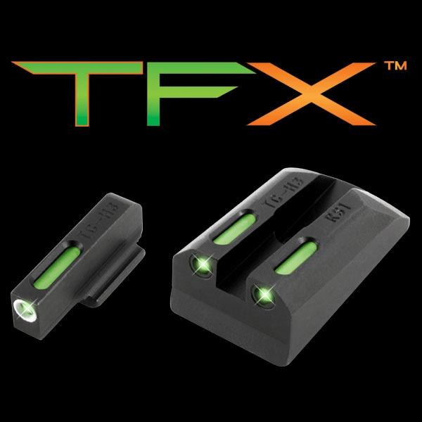 Truglo TFX Tritium/Fiber-Optic Day/Night Sights Fits Ruger SR9 / SR9C SR40 / SR40C SR45 - White Outline Front/Rear Green - TG13RS1A