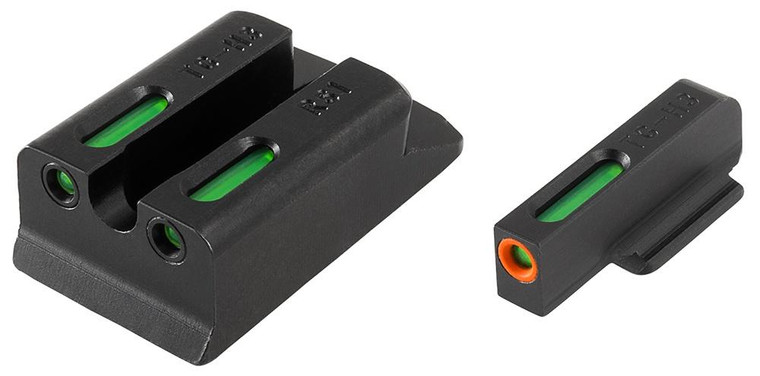 Truglo TFX Pro Tritium/Fiber-Optic Day/Night Sights Fit Ruger SR9|Ruger SR9C|Ruger SR40|Ruger SR40C|Ruger SR45 - Orange Outline Front/Rear Green - TG13RS1PC