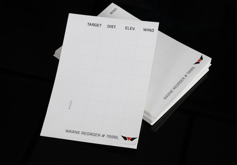 Warne Data Card Label Refills for Warne Skyline Precision Mount - 50/pk - 7899L