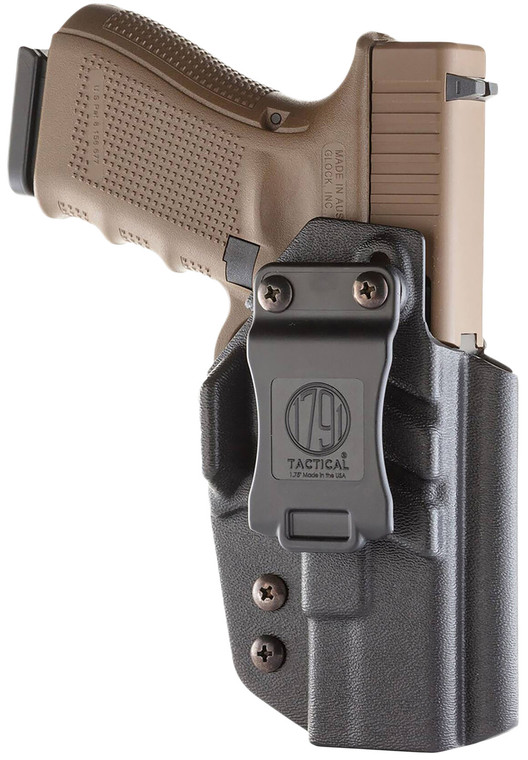 1791 Gunleather TACIWBGLOCKBLKR Tactical Kydex  IWB Black Kydex Belt Clip Compatible wGlock Right Hand - TACIWBGLOCKBLKR