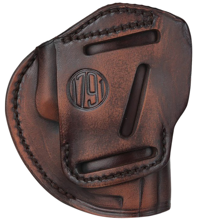 1791 Gunleather 3WH3VTGA 3Way  IWBOWB Size 03 Vintage Leather Belt Loop Fits Ruger LC9 Fits Glock 26 Ambidextrous Hand - 3WH3VTGA