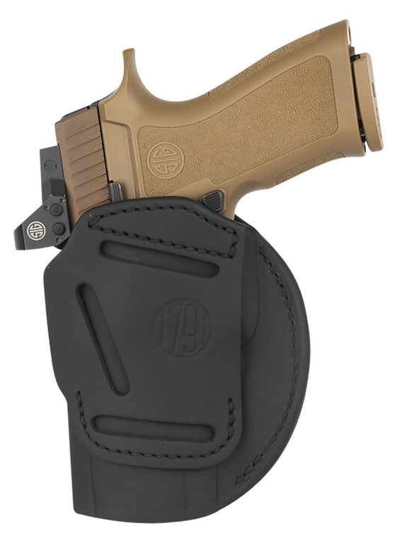 1791 Gunleather 4WH6SBLR 4Way  IWBOWB Size 06 Black Leather Belt Clip Compatible w Springfield XDMGlock 20 Ambidextrous - 4WH6SBLR