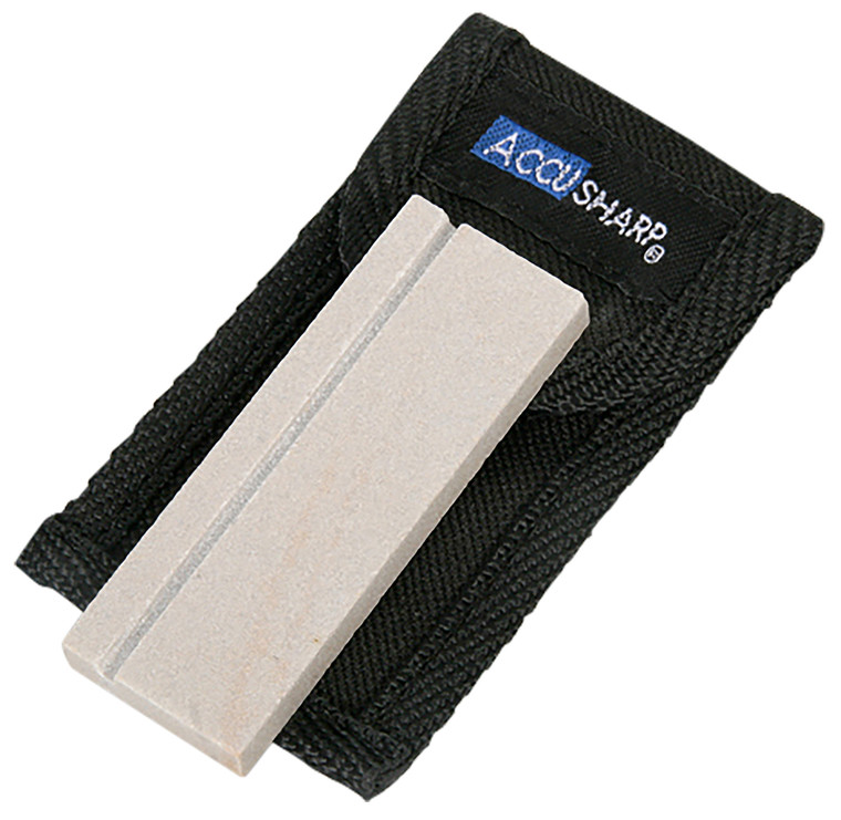 AccuSharp 024C Pocket Stone  Natural Arkansas Stone Sharpener White Includes Belt Carry Pouch - 024C