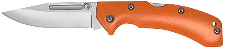 AccuSharp 712C Lockback  3 Folding Clip Point Plain Stainless Steel BladeBlaze Orange G10 Handle Includes Allen Wrench - 712C