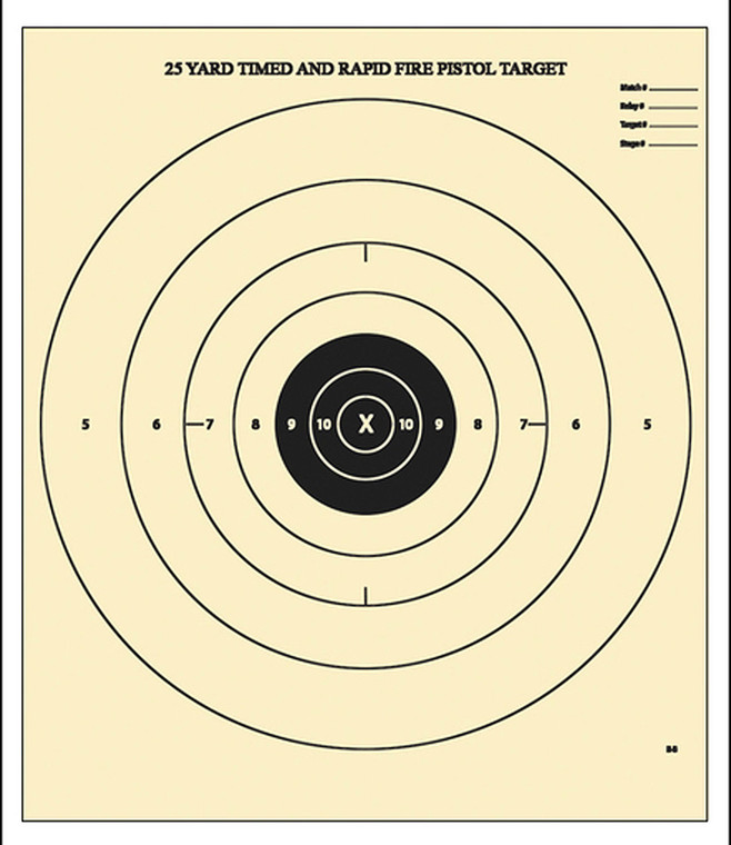Action Target B8100 Competition NRA Time  Rapid Fire Bullseye Heavy Paper Hanging 25 yds Handgun 21 x 24 BlackWhite 100 Per Box - B8100