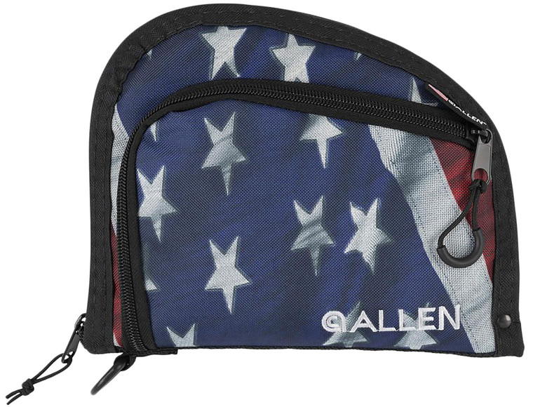 Allen 7719 Victory Auto Fit Handgun Case USA Flag Endura wBlack Trim 1Pocket Knit Lining Foam Padding  Lockable Zippers 9 x 7 Interior Dimensions - 7719