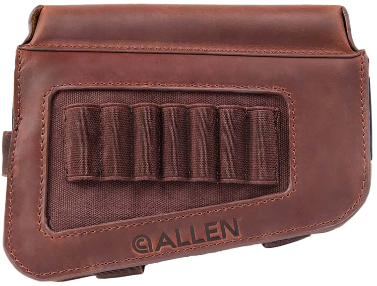 Allen 8519 Westcliff Buttstock Cartridge Carrier 7rd Capacity Leather Rifle Buttstock Mount Features Raised Cheek Piece - 8519