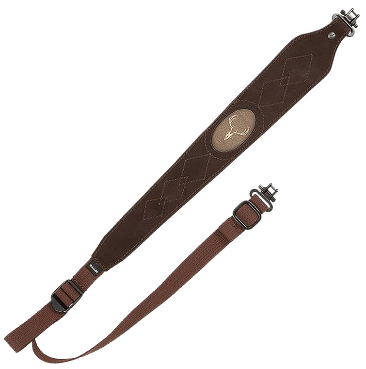 Allen 8140 Big Game  Rifle Sling wSwivels Brown Suede wEmbroidered Deer Silhouette Adjustable Length 25 to 38 NonSlip Suede Lining - 8140