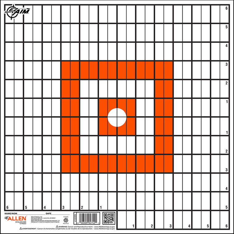 EZAim 15495 Grid Target  Paper Hanging 12x12 OrangeWhite 12 Per Pack - 15495