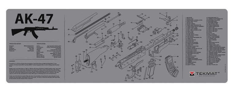 TekMat TEKR36AK47GY AK47 Cleaning Mat AK47 Parts Diagram 12 x 36 - TEKR36AK47GY