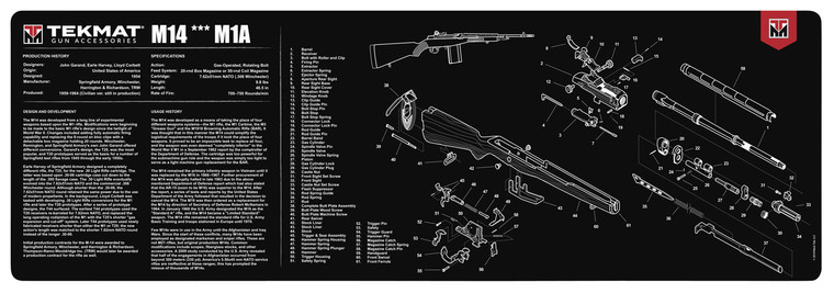 TekMat TEKR36M14 M14 Cleaning Mat Springfield M1A Parts Diagram 12 x 36 - TEKR36M14