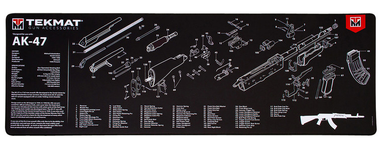TekMat TEKR36AK47 AK47 Ultra 44 Cleaning Mat AK47 Parts Diagram 15 x 44 - TEKR36AK47