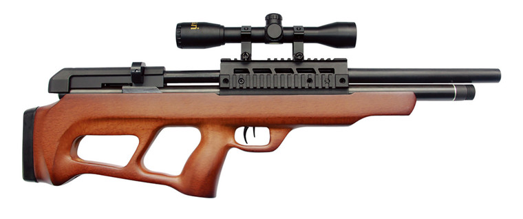 Beeman 1358 UnderLever  PreCharged Pneumatic 22 Pellet 101 Shot Black Black Receiver European Hardwood Scope 4x32mm - 1358