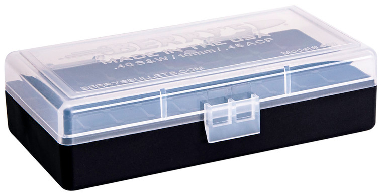 Berrys 67425 Ammo Box  40 SW45 ACP ClearBlack Polypropylene 50rd - 67425