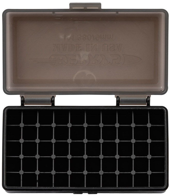 Berrys 19642 Ammo Box  380 ACP9mm Luger SmokeBlack Polypropylene 50rd - 19642