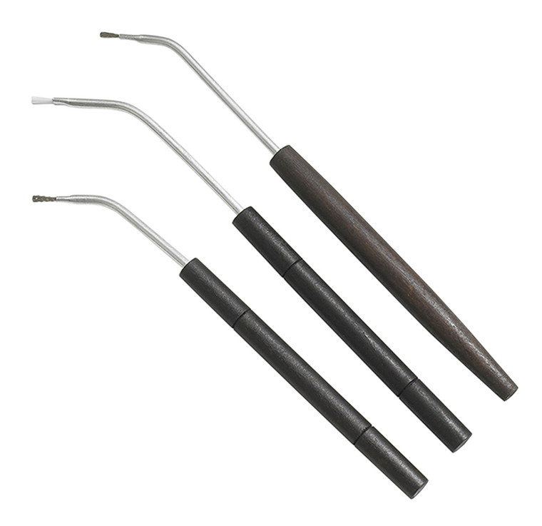 Birchwood Casey 41108 Angled Cleaning Brushes BronzeNylonStainless Steel Bristles 3 Pack - 41108