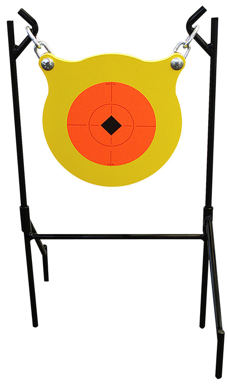 Birchwood Casey 47330 World of Targets Boomslang PistolRifle OrangeYellow AR500 Steel Gong Standing Includes GongMetal Stand - 47330