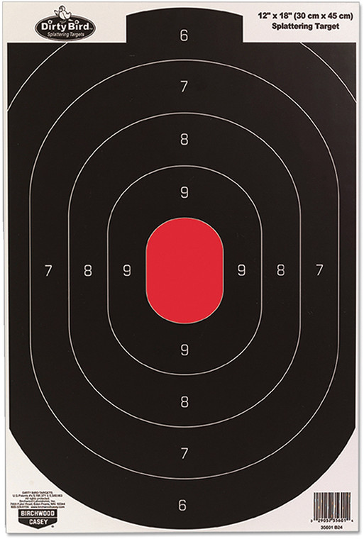 Birchwood Casey 35608 Dirty Bird  Silhouette Tagboard Hanging Pistol 12 x 18 BlackWhite Impact Splatter 8 Per Pkg - 35608