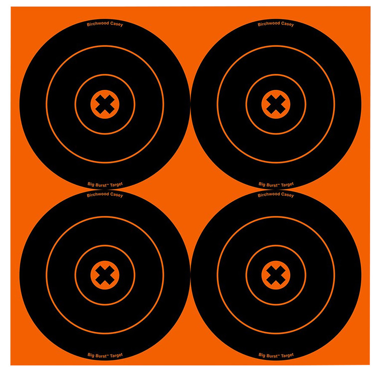 Birchwood Casey 36612 Big Burst Revealing Target SelfAdhesive Paper BlackOrange 6 Bullseye 12 Pack - 36612