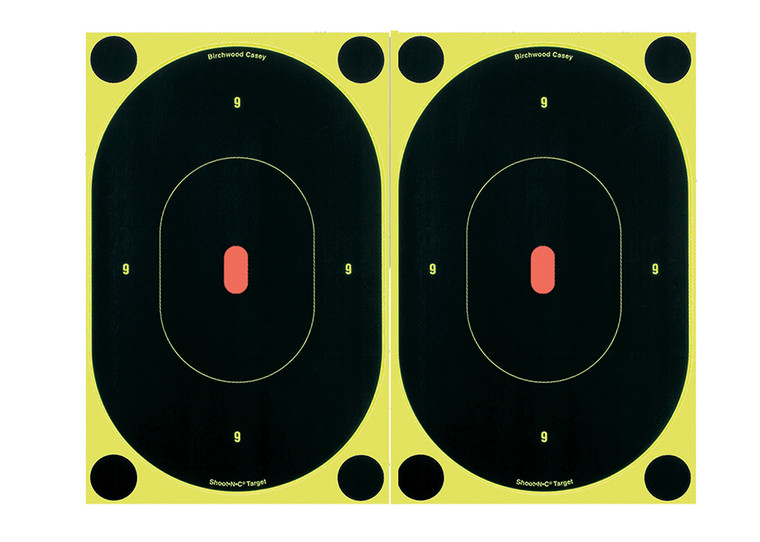 Birchwood Casey 34710 ShootNC Reactive Target SelfAdhesive Paper BlackYellow 7 Oval Silhouette 6 Pack - 34710