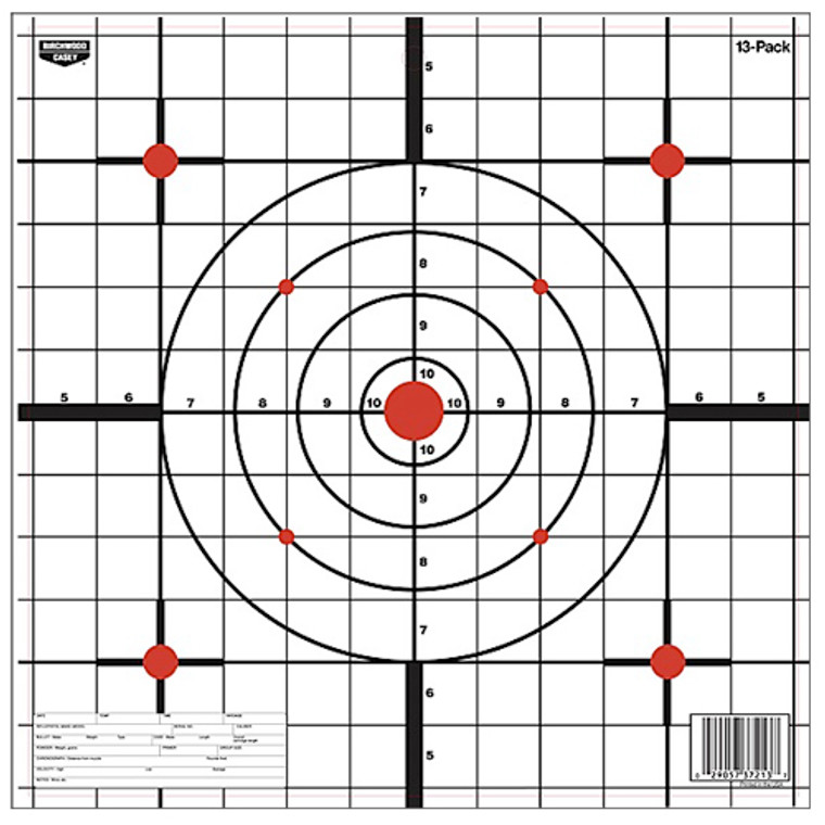 Birchwood Casey 37213 EZEScorer  12 Bullseye Paper Hanging BlackWhite 13 Per Pkg - 37213