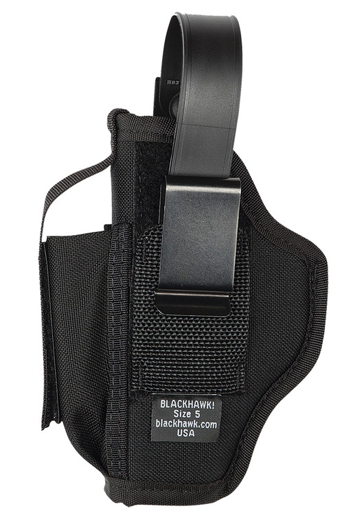 Blackhawk 40AM05BK MultiUse  IWBOWB Size 05 Black Cordura Nylon Belt Clip Fits Large SemiAuto Fits 3.754.50 Barrel Ambidextrous - 40AM05BK