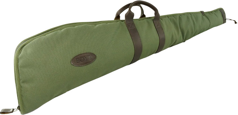 Boyt Harness GCRFUS48 Canvas Rifle Case 48 Green Waxed Canvas w Tanned Leather Accents Quilted Flannel Lining - GCRFUS48