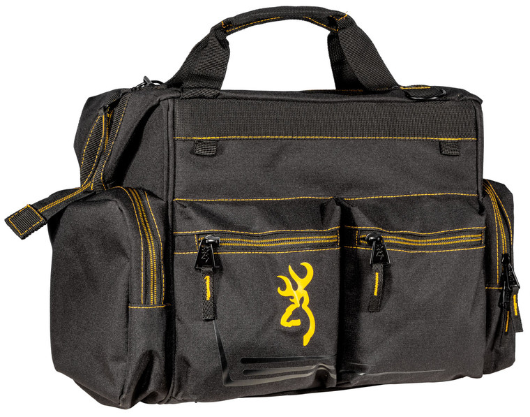 Browning 121095899 Black  Gold Shooters Bag Black wBuck Mark Logo Ripstop Polyester - 121095899