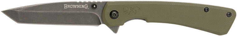 Browning 3220507 Branded Rock  EDC 3 Folding Tanto Plain Black Stonewashed 7Cr17MoV SS Blade OD Green G10 Handle - 3220507