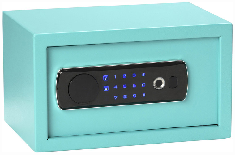 Bulldog BD5012 Duo  Digital KeypadBiometricKey Entry Teal Powder Coated Steel Holds 1 Handgun LED Keypad - BD5012