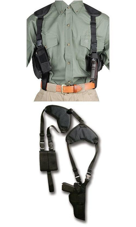 Bulldog WSHD8 Deluxe Shoulder Harness Black Nylon Harness Fits Glock 21 Fits Glock 37 Fits 3.505 Barrel Ambidextrous - WSHD8