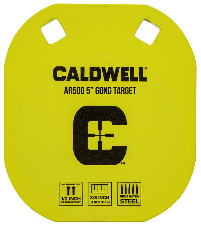 Caldwell 1116700 Gong  5 Yellow AR500 Steel 0.38 Thick Hanging - 1116700