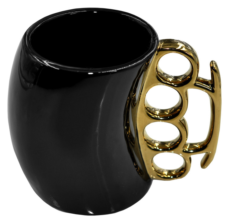 Caliber Gourmet CBGM1026 Caliber Gourmet Brass Knuckle Mug Black  Gold Ceramic Brass Knuckles - CBGM1026