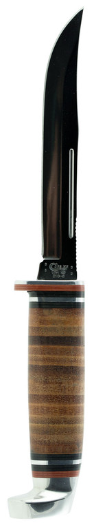 Case 381 Utility Hunter 5 Fixed Clip Point Plain Mirror Polished TruSharp SS Blade4.50 Grooved Leather Handle Includes Sheath - 381