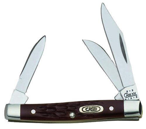Case 00081 Stockman  Small 21.51.49 Folding ClipSheepfootPen Plain AsGround Stainless Steel Blade Brown Jigged Synthetic Handle - 81