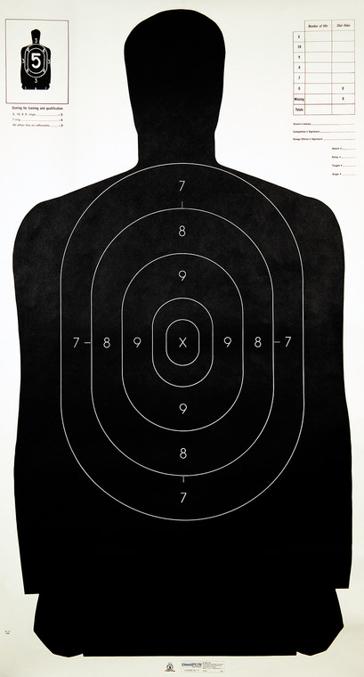 Champion Targets 40727 Law Enforcement Silhouette B27 Hanging Paper Target BlackWhite 100 Per Pack - 40727