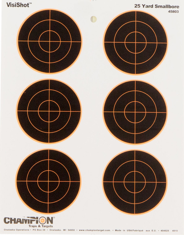 Champion Targets 45803 VisiShot  Bullseye Paper Hanging 25 yds Small Bore Rifle 8.50 x 11 BlackWhite 10 Pack - 45803