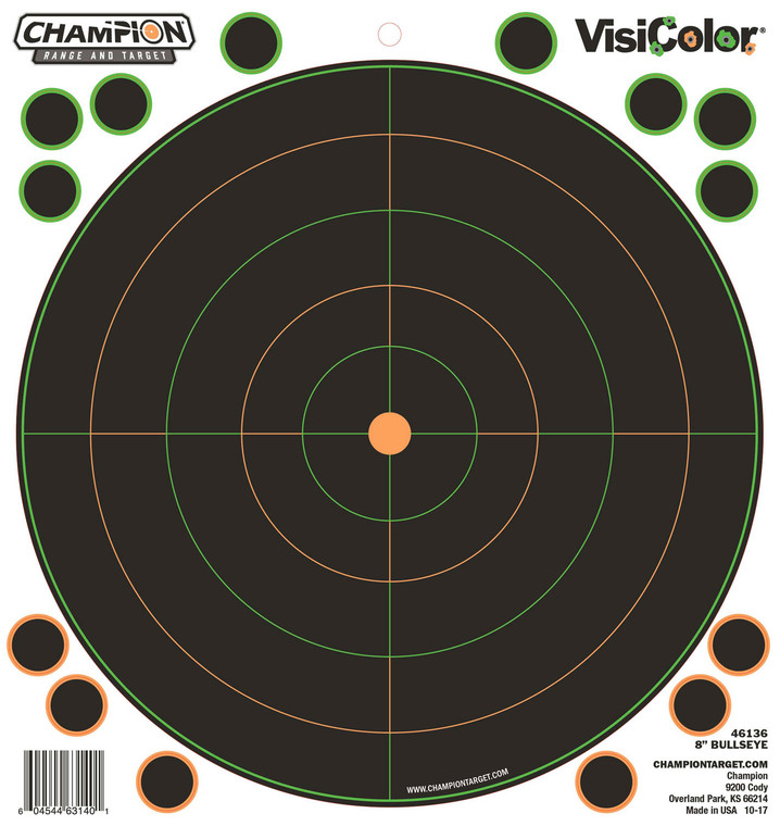 Champion Targets 46136 VisiColor  SelfAdhesive Paper BlackWhite 8 Bullseye 5 Pack - 46136