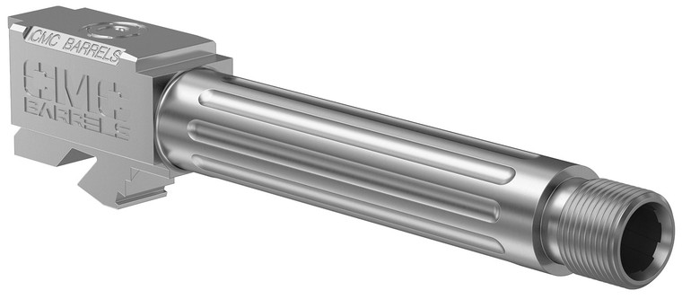 CMC Triggers 75525 Match Precision  Compatible w Glock 19 Gen34 9mm Luger 4.01 Stainless Bead Blasted Satin DLC 416R Stainless Steel FlutedMatch GradeThreaded Barrel - 75525