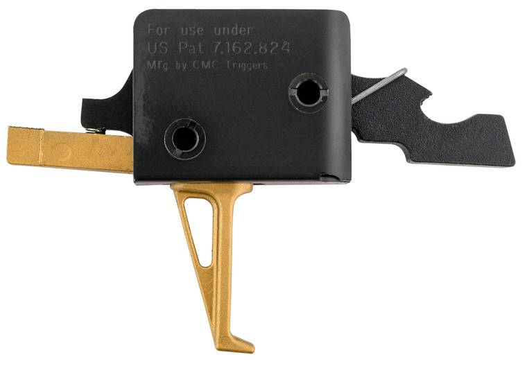CMC Triggers 91503GF DropIn Gold Finger SingleStage Flat Trigger with 33.50 lbs Draw Weight  Gold Finish for AR15AR10 Ambidextrous - 91503GF