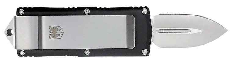 CobraTec Knives BLKOTFMC Money Clip  1.75 OTF Plain D2 Steel BladeBlack Aluminum Handle Includes Pocket Clip - BLKOTFMC