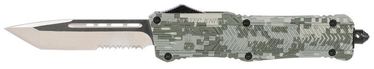CobraTec Knives LADCCTK1LTS CTK1  Large 3.75 OTF Tanto Part Serrated D2 Steel BladeArmy DigiCamo Aluminum Handle Features Glass Breaker Includes Pocket Clip - LADCCTK1LTS