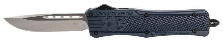 CobraTec Knives MNYCTK1MDNS CTK1  Medium 3 OTF Drop Point Plain D2 Steel BladeNYPD Blue Aluminum Handle Features Glass Breaker Includes Pocket Clip - MNYCTK1MDNS